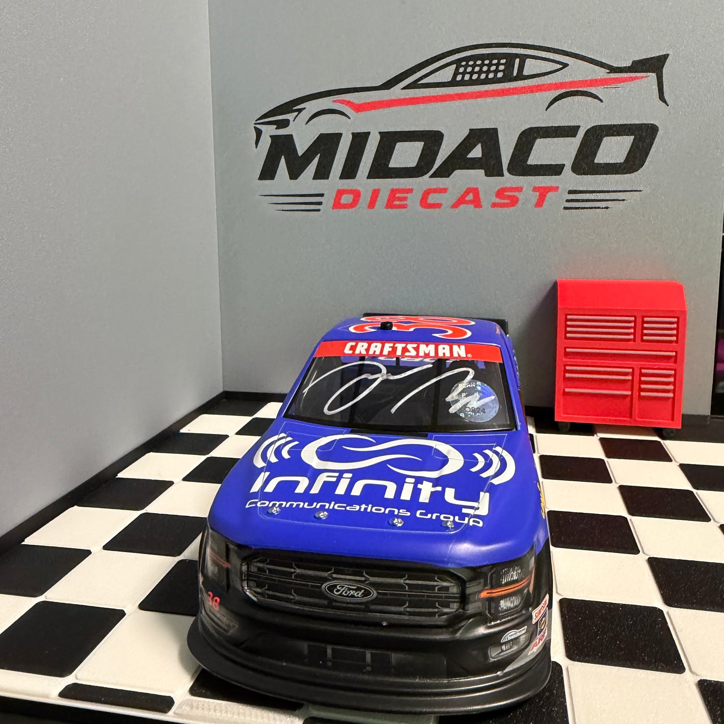 Layne Riggs Autographed 2024 Infinity Communications Group Truck Series 1:24 Nascar Diecast
