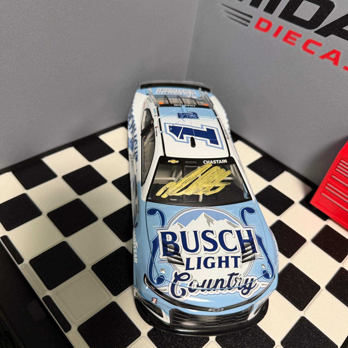 Ross Chastain Autographed 2025 Busch Light Country 1:24 Nascar Diecast - FOIL NUMBER DIECAST