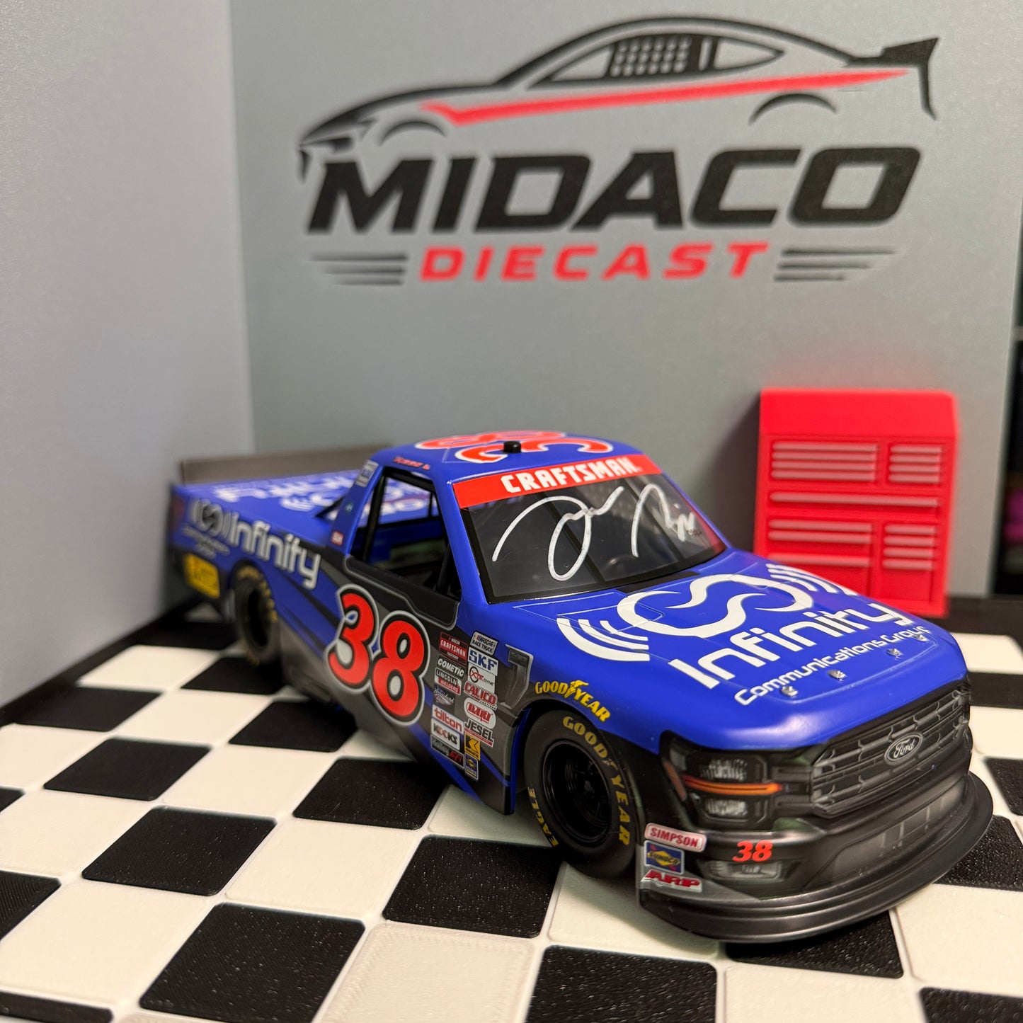 Layne Riggs Autographed 2024 Infinity Communications Group Truck Series 1:24 Nascar Diecast