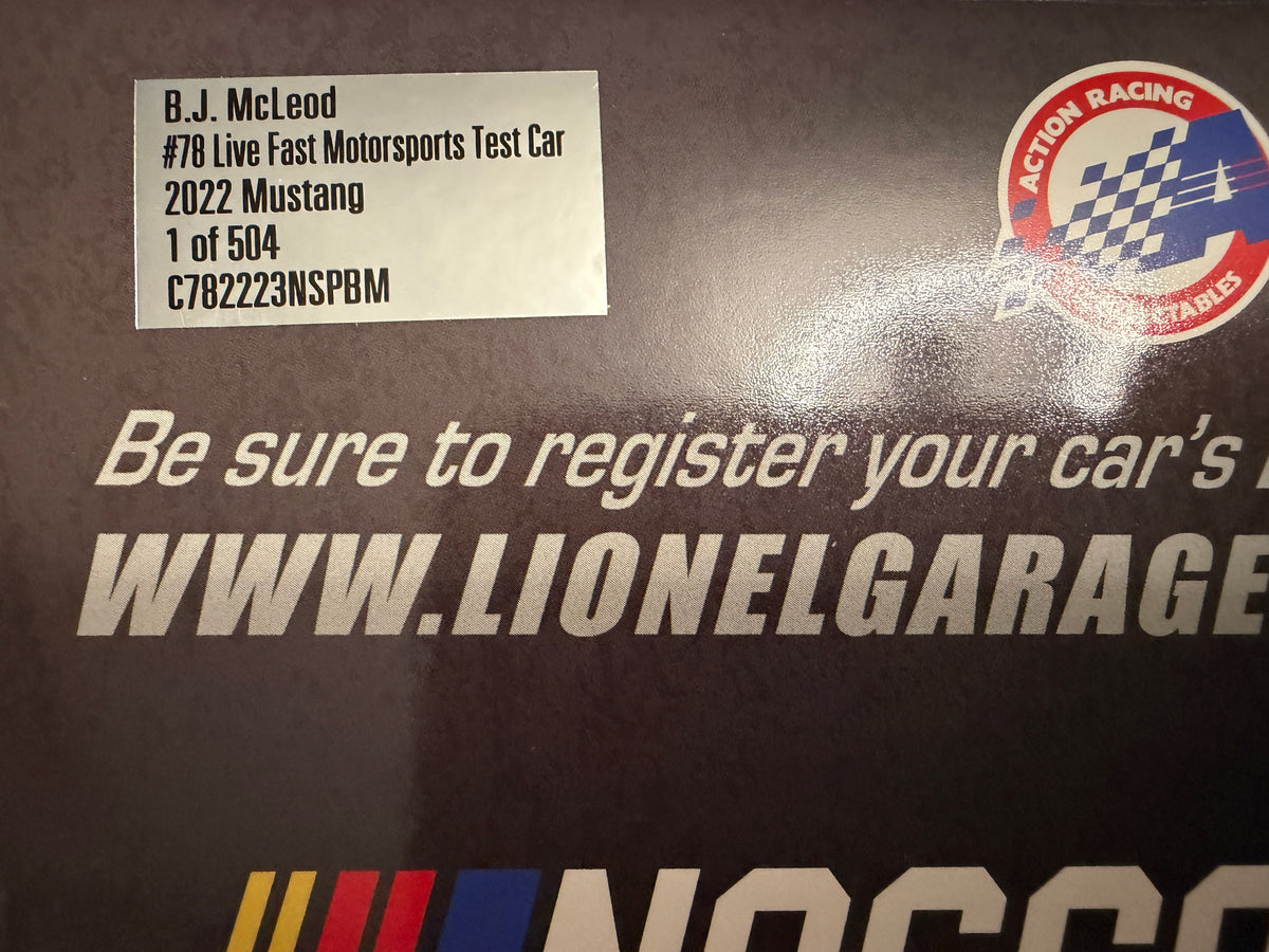 BJ McLeod Dual Autographed 2022 Next Gen Test Car 1:24 Nascar Diecast