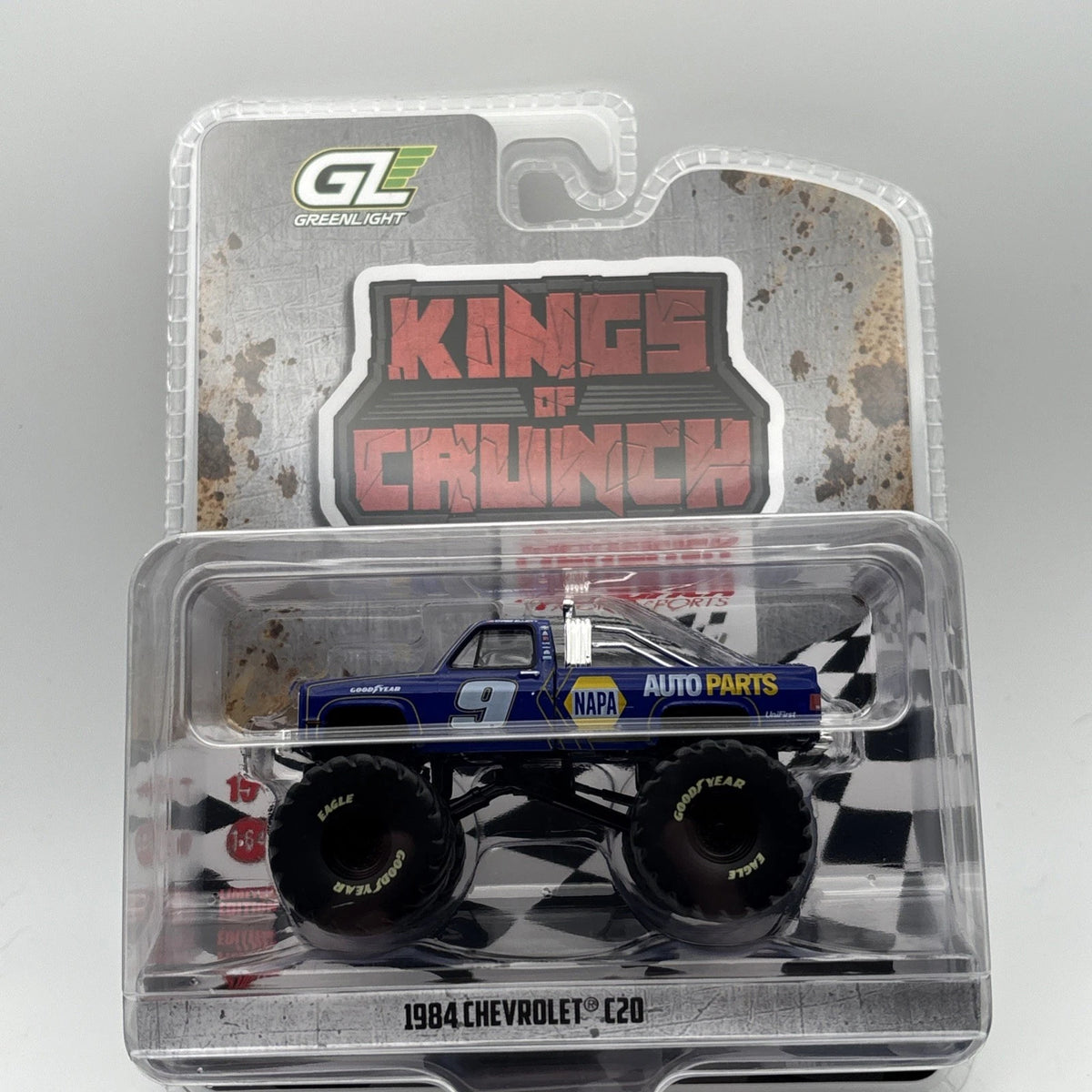 1984 Chevrolet C-20 Monster Truck - #9 NAPA Hendrick Motorsports (Kings of Crunch) Diecast 1:64 Scale Model - Greenlight 49180B